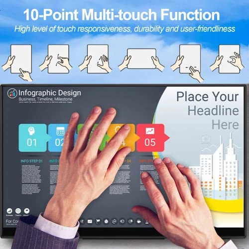 Portable Touchscreen Monitor - 1920 x 1080 Pixels 15.6 Inches