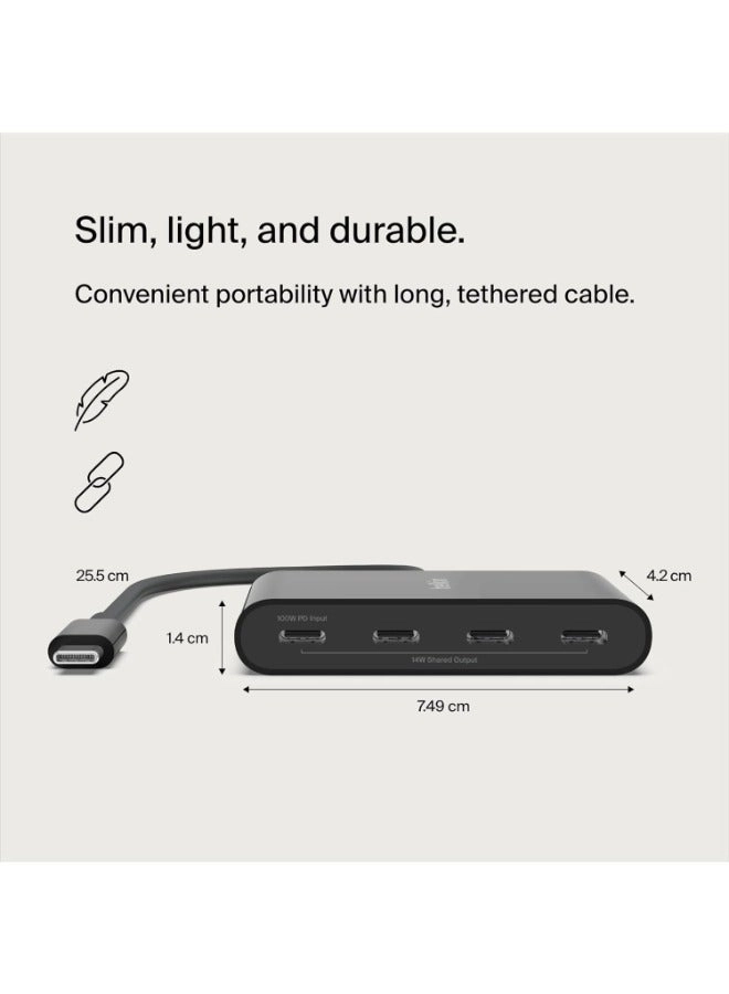 CONNECT USB-C to 4-Port USB-C Hub - 100W 10 Gbps