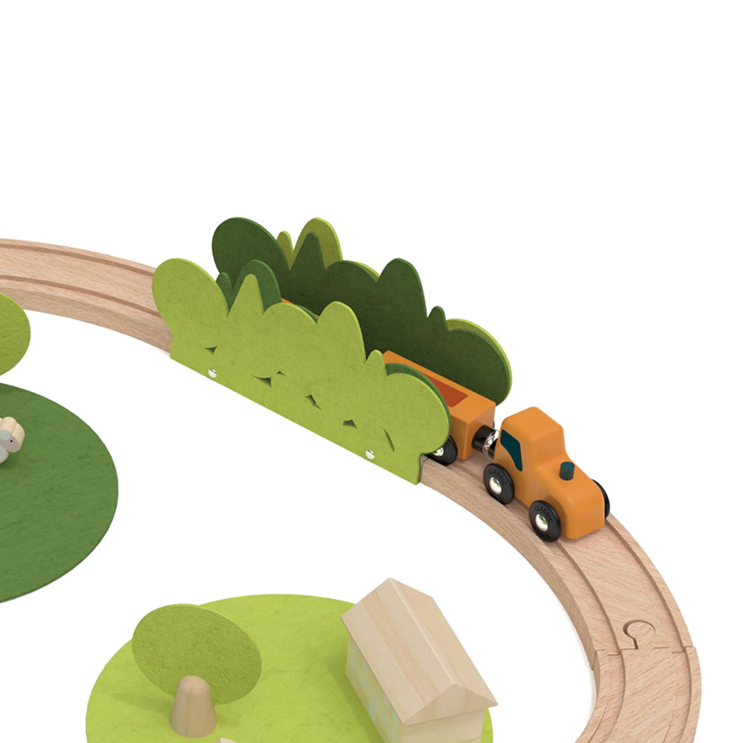 Wooden Natural Train Set - 100-piece