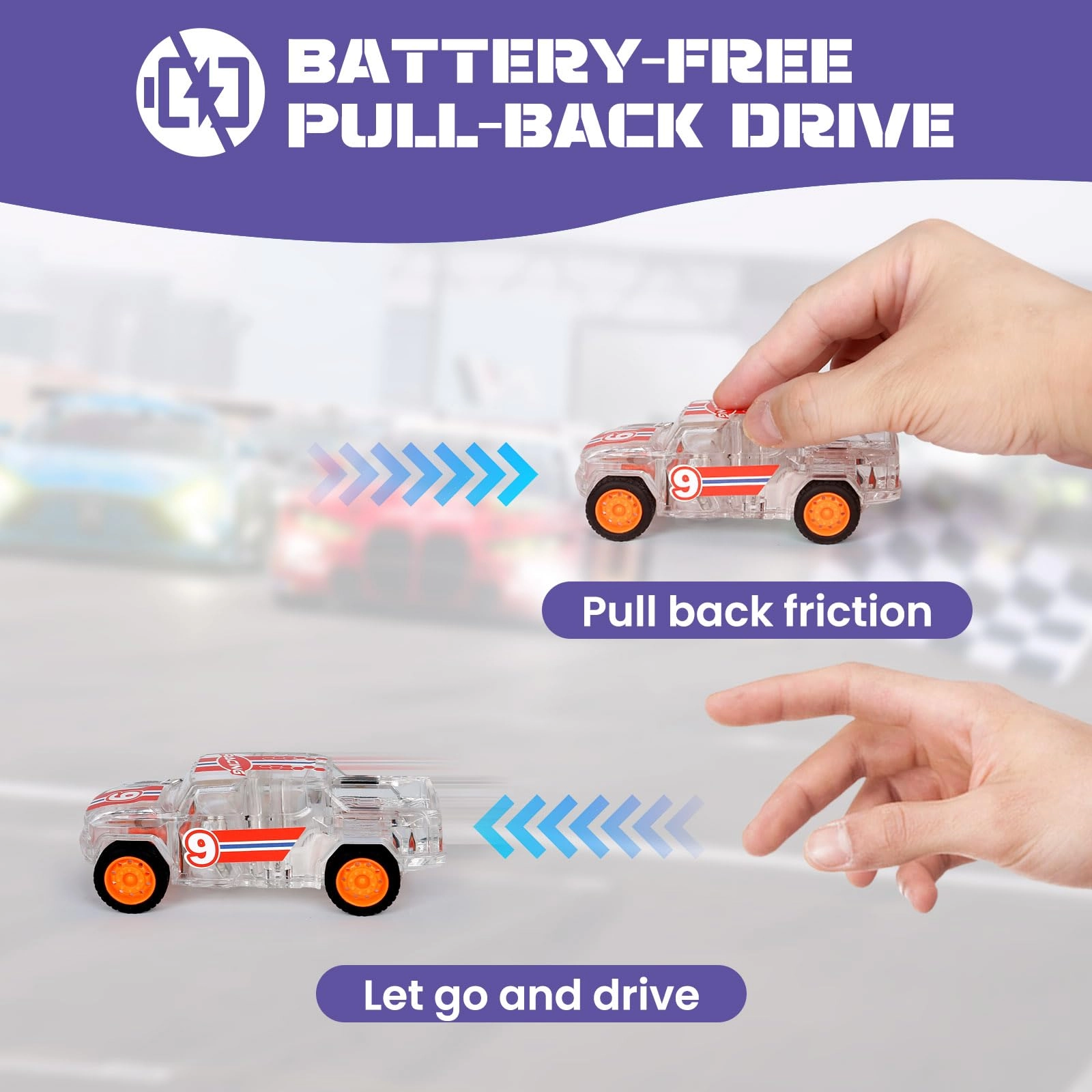 LED Light Up Pull Back Car - 2 pcs