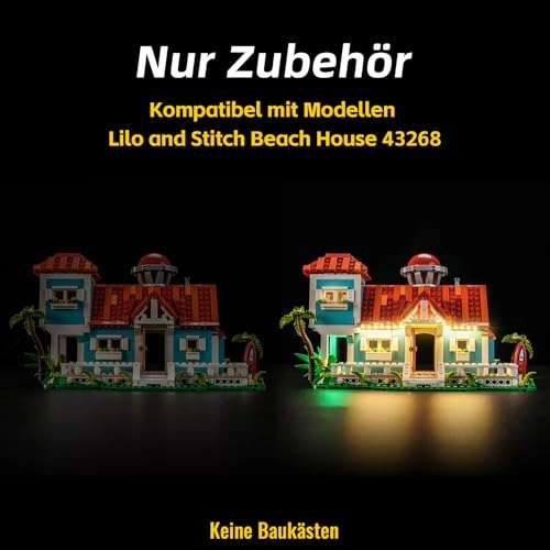 LED Light Set - Compatible with 43268 Lilo and Stitch Beach House USB cable and battery case