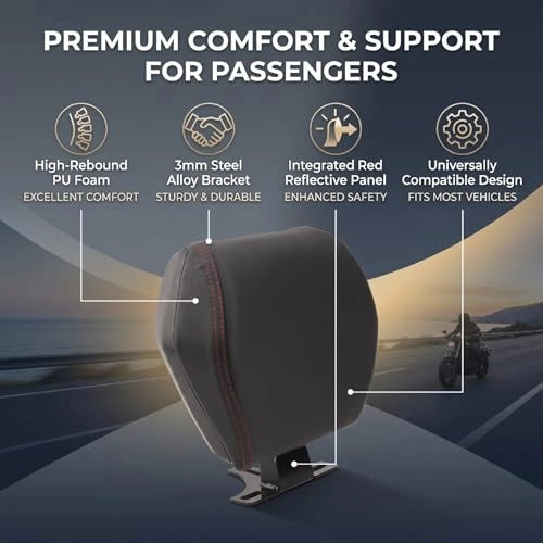 Motorcycle Rear Backrest - Foam PU ABS Steel Alloy Bracket