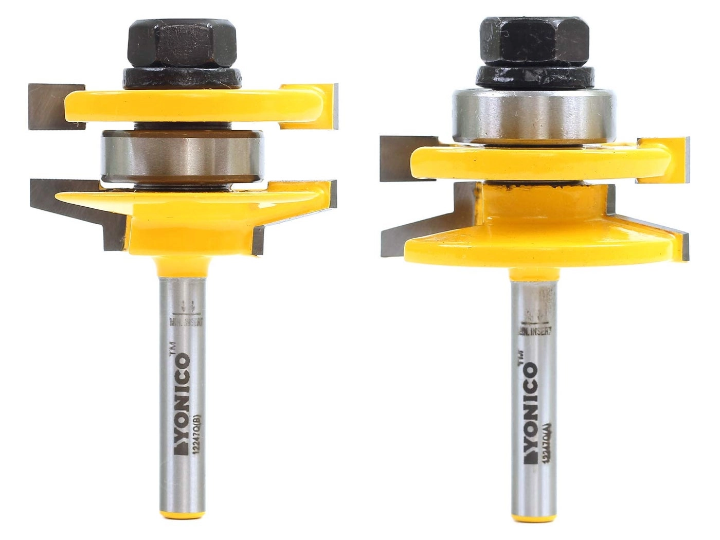 Yonico Cabinet Door Rail and Stile Router Bits - 2 Bit 1/4-Inch Shank