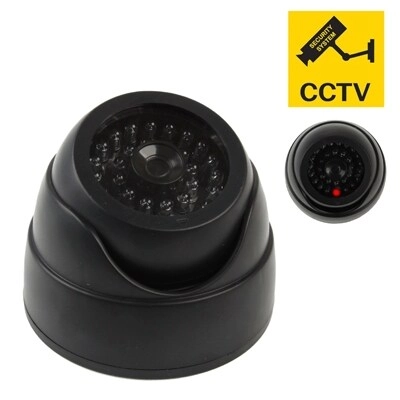 Dummy Security Camera - Solar Powered IR Red LED Light Silver