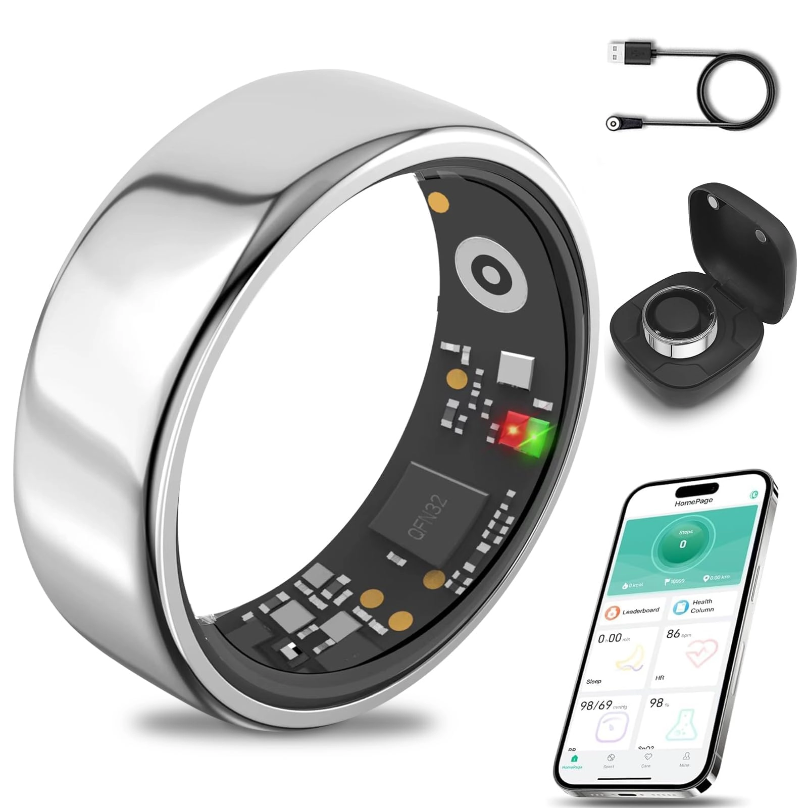 Smart Ring - Size 10 Black IP68 Waterproof