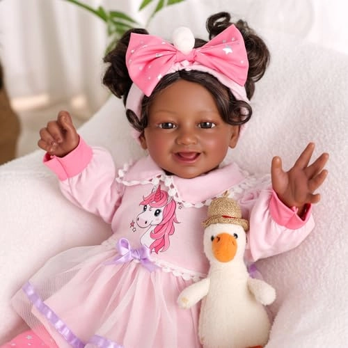 Una Reborn Baby Doll - 20-inch Vinyl Cotton Black Ages 3+