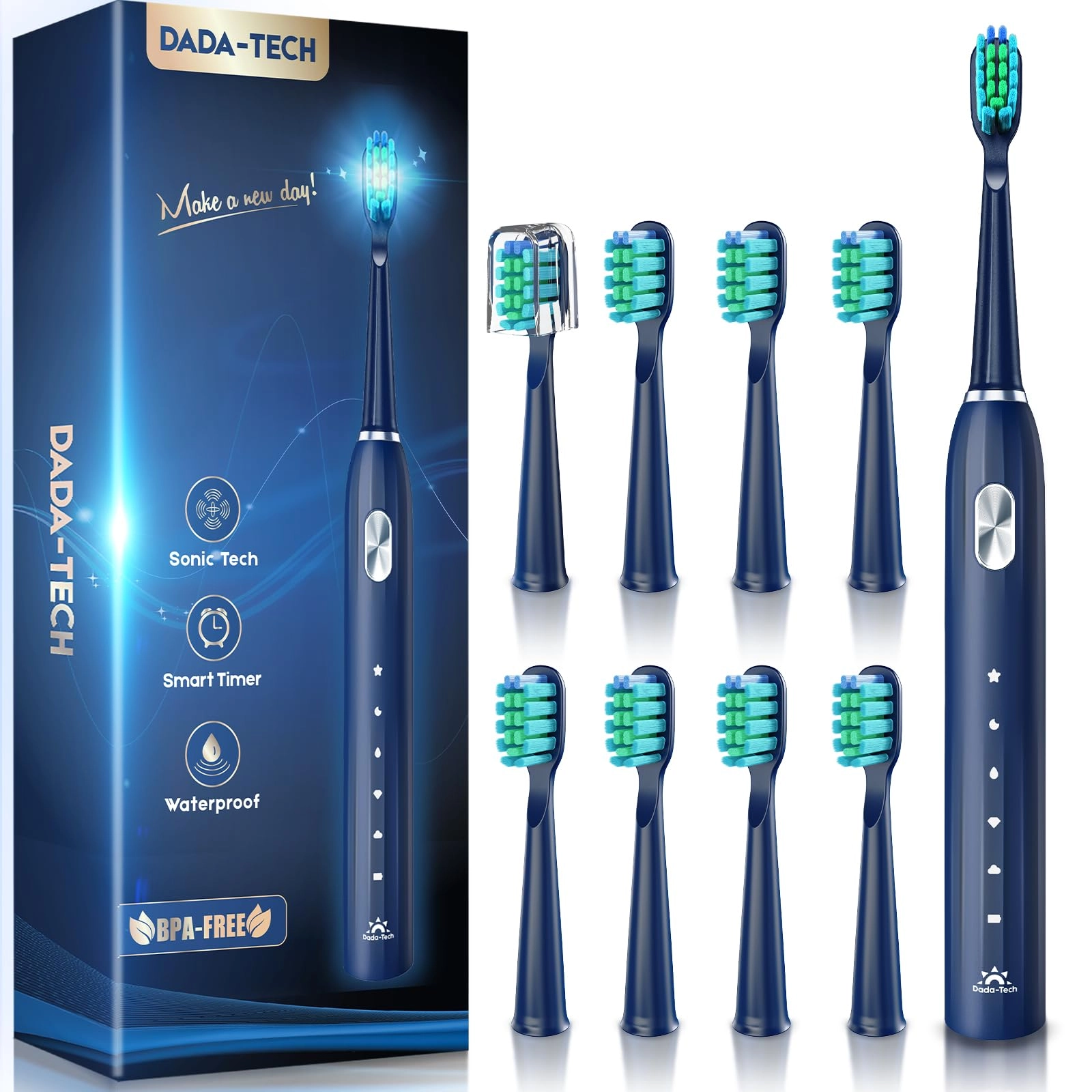 Sonic Toothbrush - 5 Cleaning Modes 9 Brush Heads