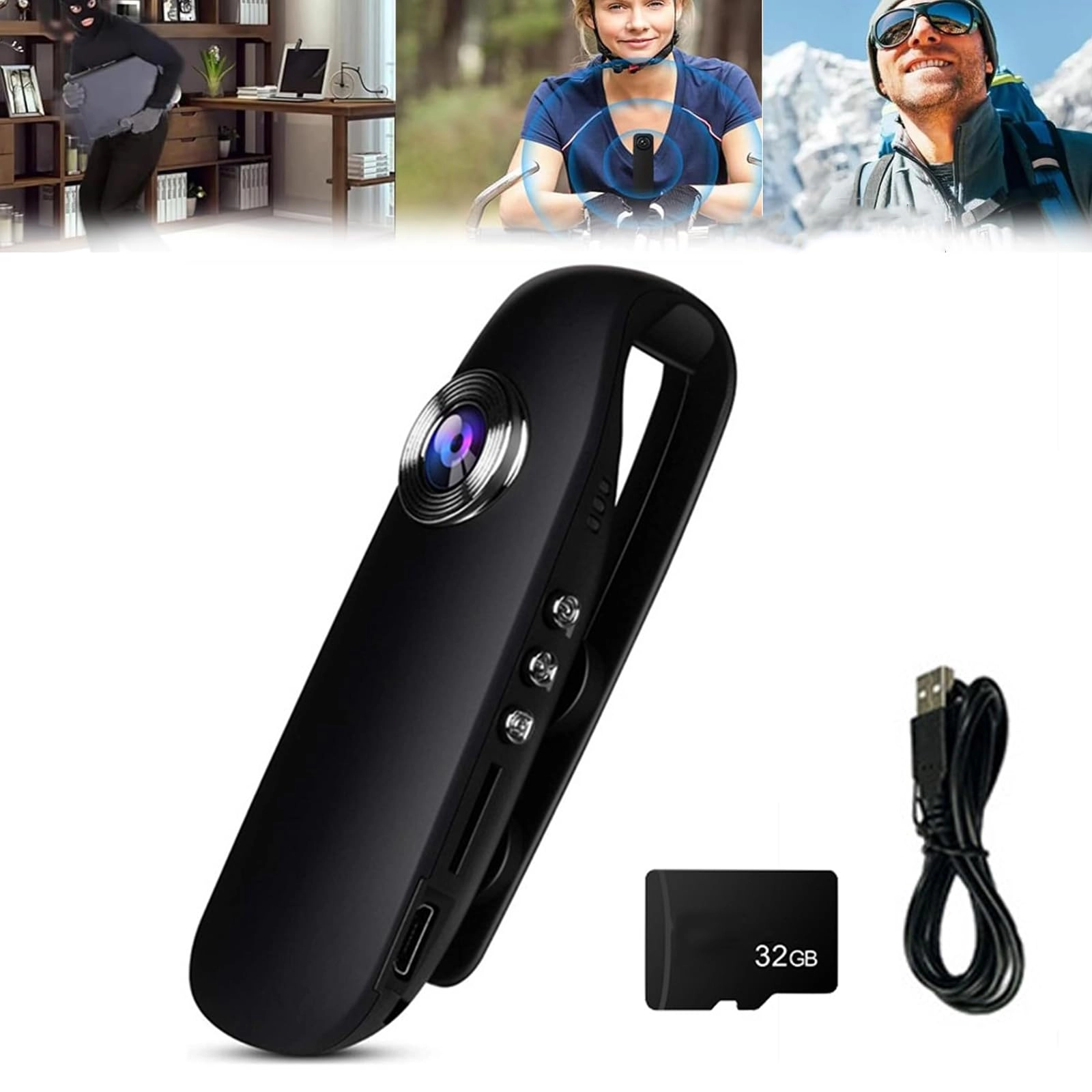 Detect Clip Body Camera + 32GB SD Card - 1920*1080