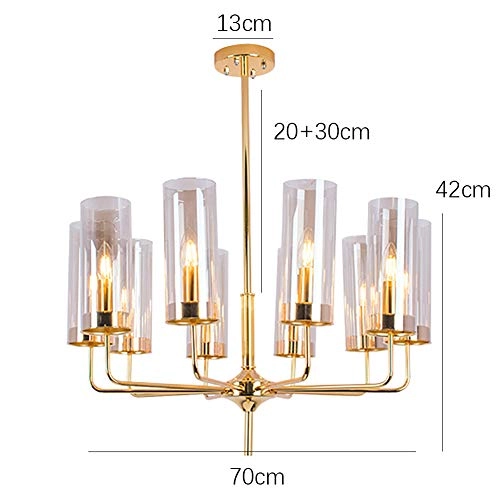 E14 Nordic Post-modern Creative Glass Chandelier - 8 head Soot cover