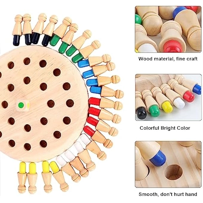WOODEN MEMORY CHESS AND BOARD
