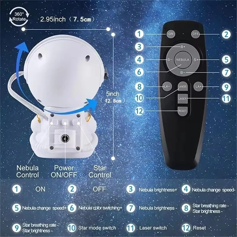 Astronaut Star Projector - Battery Powered Multicolor