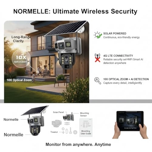 4g Solar Security Camera - 4MP Dual-Lens 4G Solar Powered