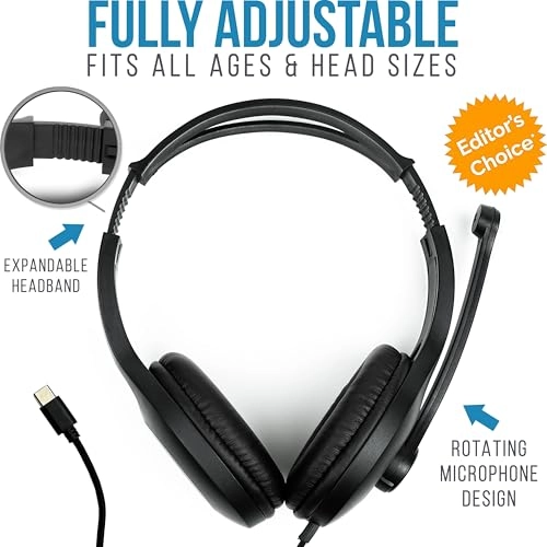 USB-C Classroom Headphones with Microphone - Wired Headphone Pack