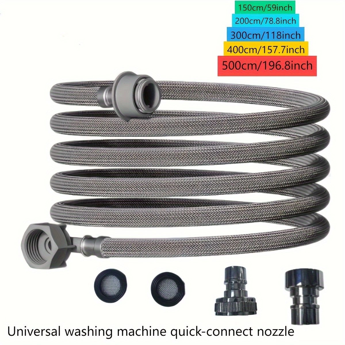 Generic High Flow Washing Machine Hose - 157.7 Inch Multi-layer Universal Threaded Connectors