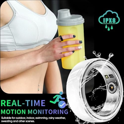 Smart Ring Health Tracker - IPX8 Waterproof Heart Rate Blood Oxygen 7 Days Battery Life