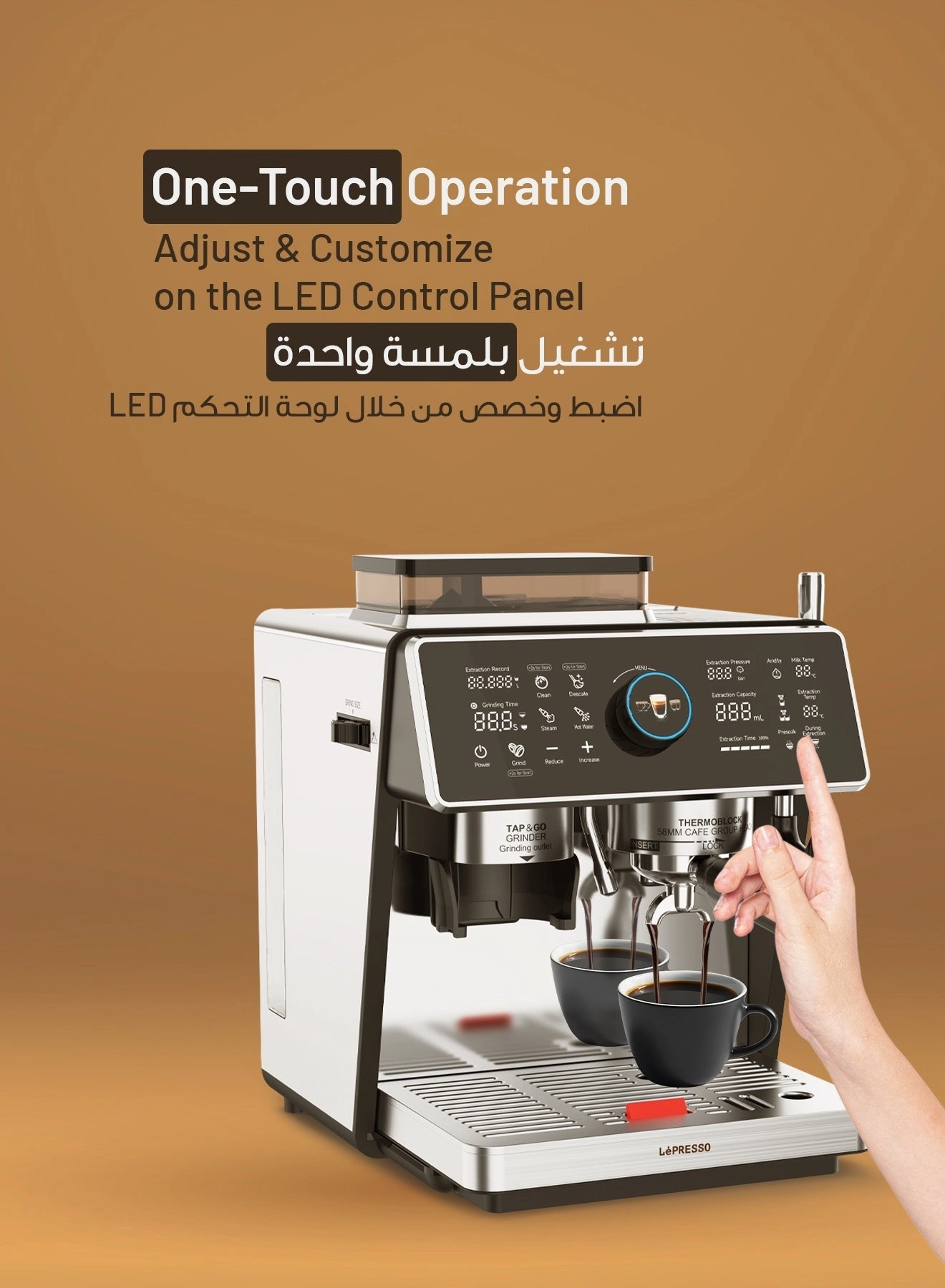 LPCFFVSA0047SL - Dual Boiler Dual Pump Touch Display Conical Burr Grinder Milk Steamer