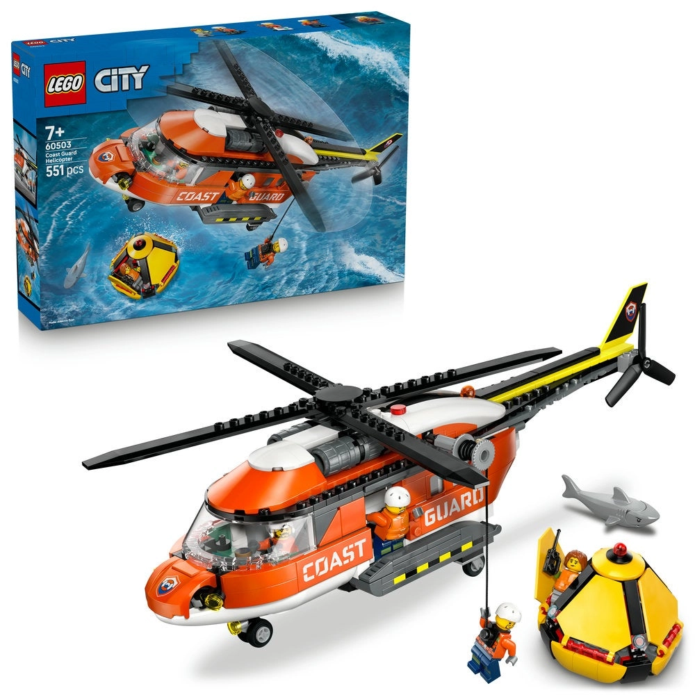 City Coast Guard Helicopter - Emergency Vehicle 4 Minifigures
