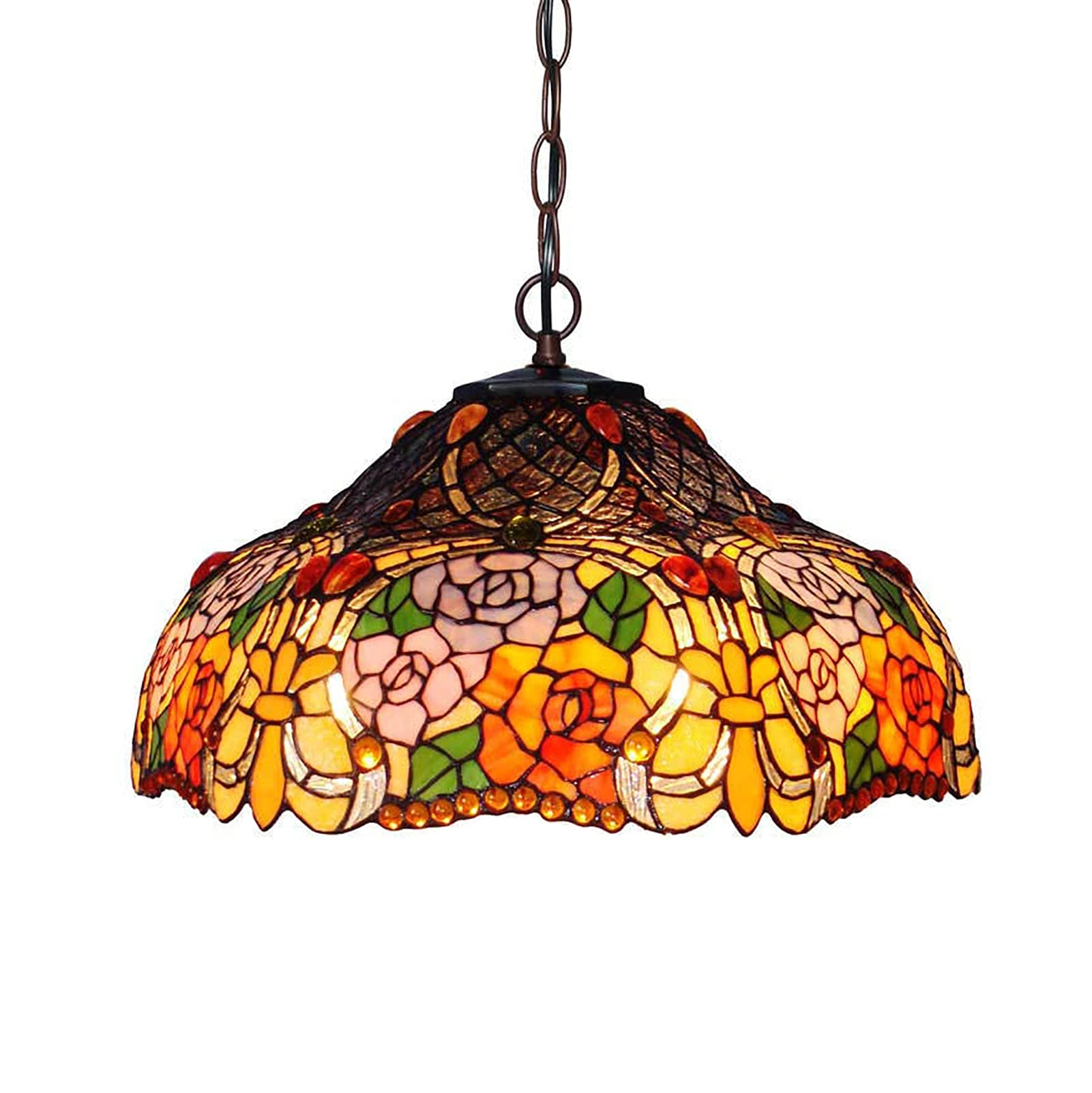 Tiffany Round Chandelier - E27 Colored Peach 30*19cm