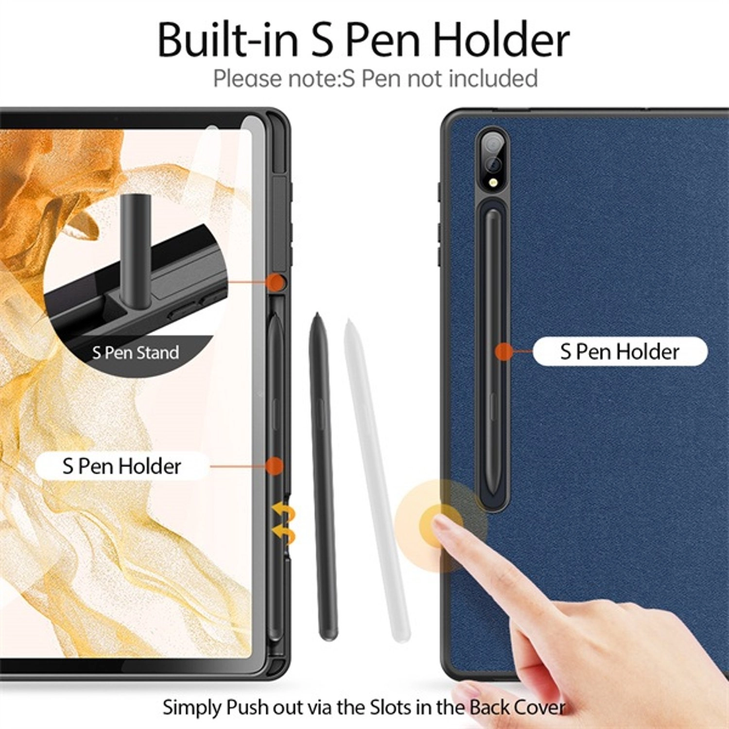Folio Case with S Pen Holder for Samsung Tab S8 Plus