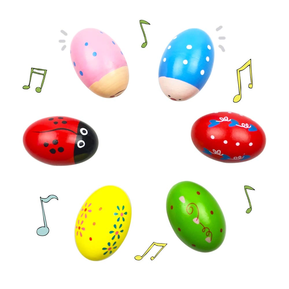 QINGQIU Easter Eggs Wooden Shakers Musical Toy