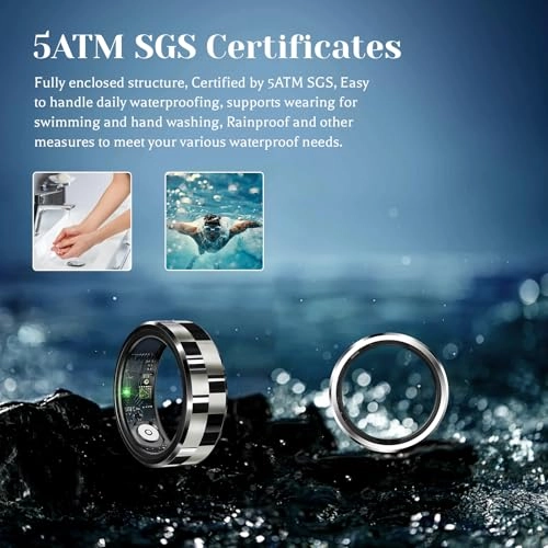 Smart Ring - IP68 Heart Rate + Charging Case - 300 mah battery