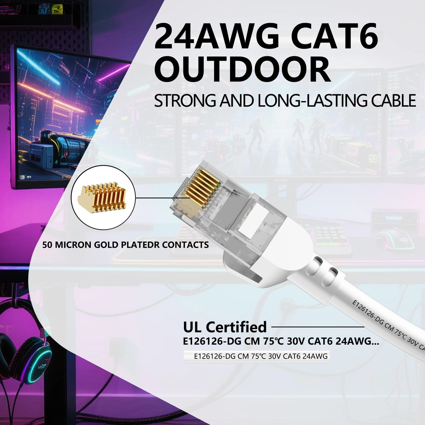 Cat 6 Ethernet Cable - 20ft 10Gbps