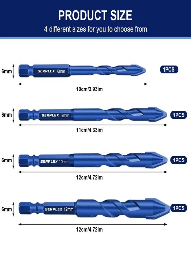 Drill Bits - Cemented Carbide 4Pcs 6mm/8mm/10mm/12mm