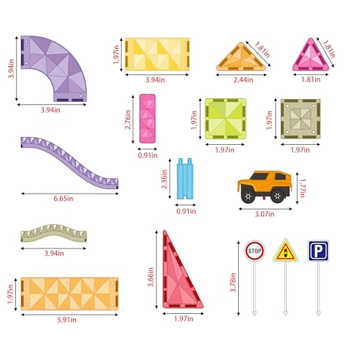 Magnetic Tile Race Car Track Set - 60 pieces STEM