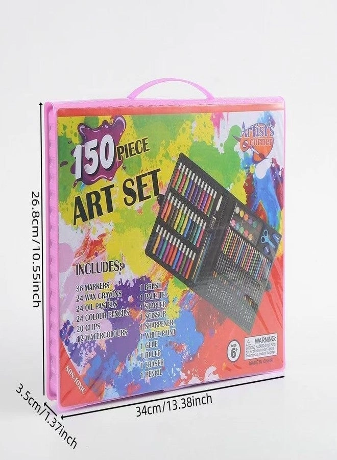 Art Set - 145-Piece Oil Pastels Watercolors Sketch Pens Color Pencils