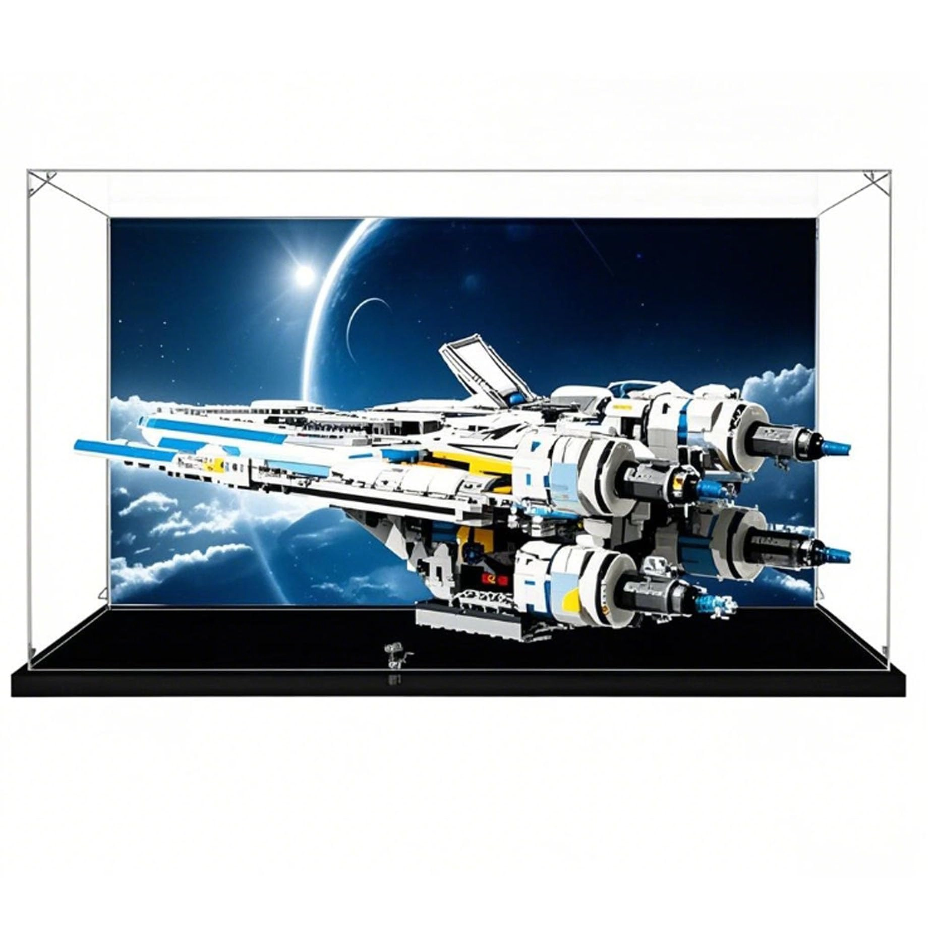 PHOVKFR Acrylic Transparent Collectible Display Case for LEGO 75399 Starfighter Block Model - 3mm thickness