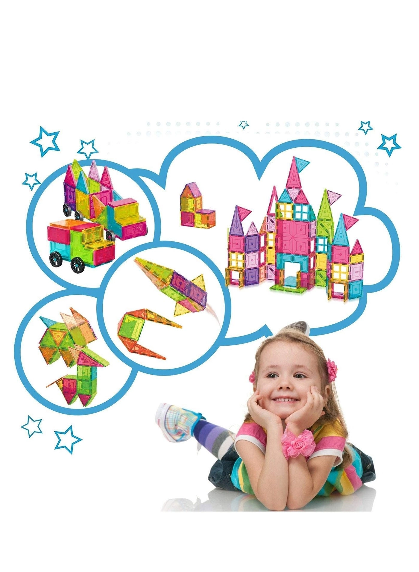 3D Star Magnetic Tiles - 108 pieces