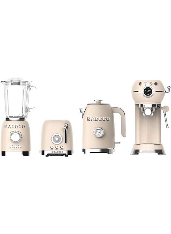 Radoco Kettle + 2-Slice Toaster + Espresso Machine + Blender