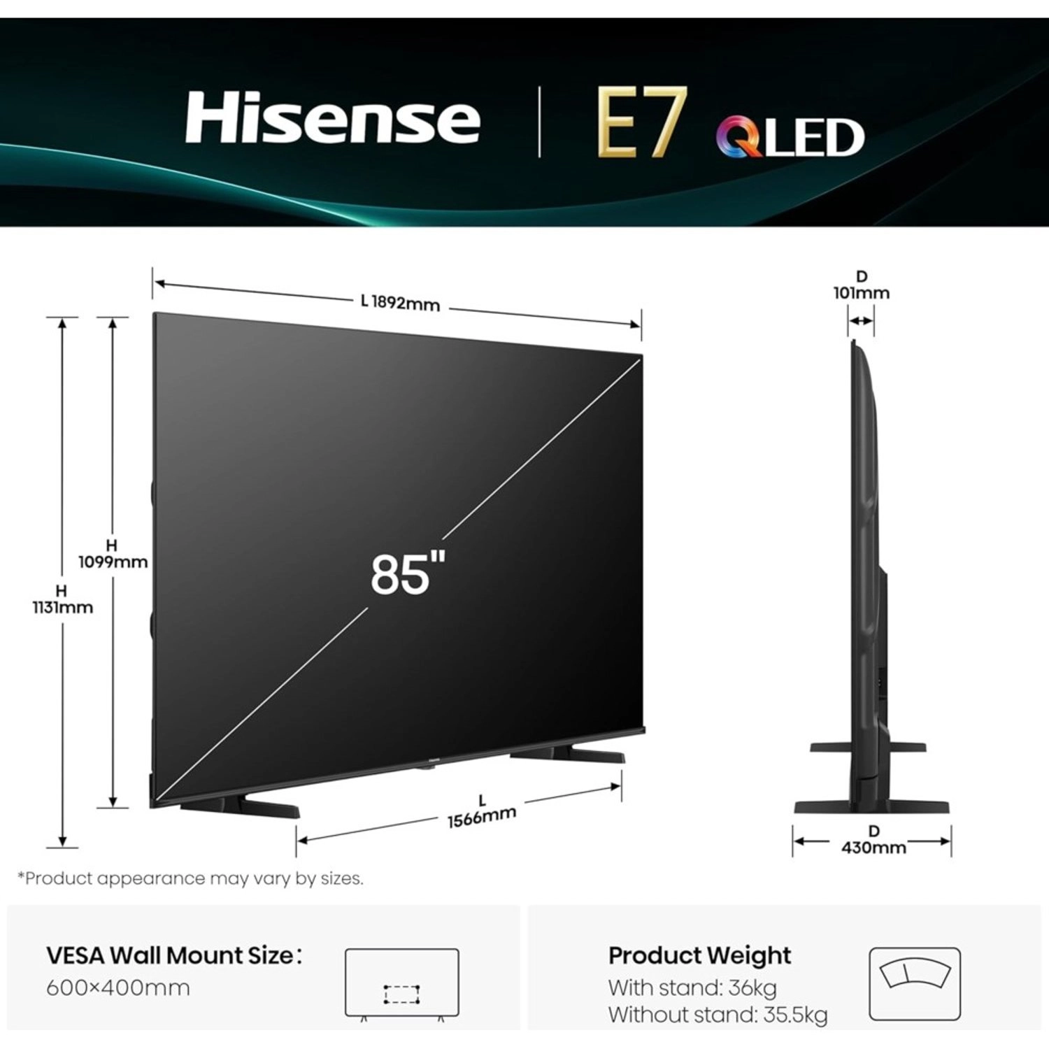 85E7Q - 85 inch