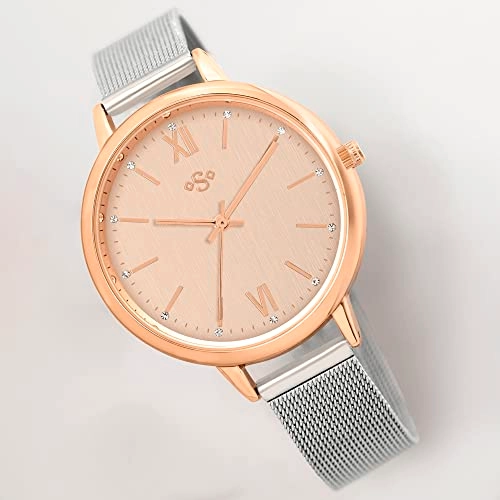 Watch - Silver Mesh Strap Pink Sunray Dial + Activity Tracker - Pink Silicone Strap Colour Touch Screen