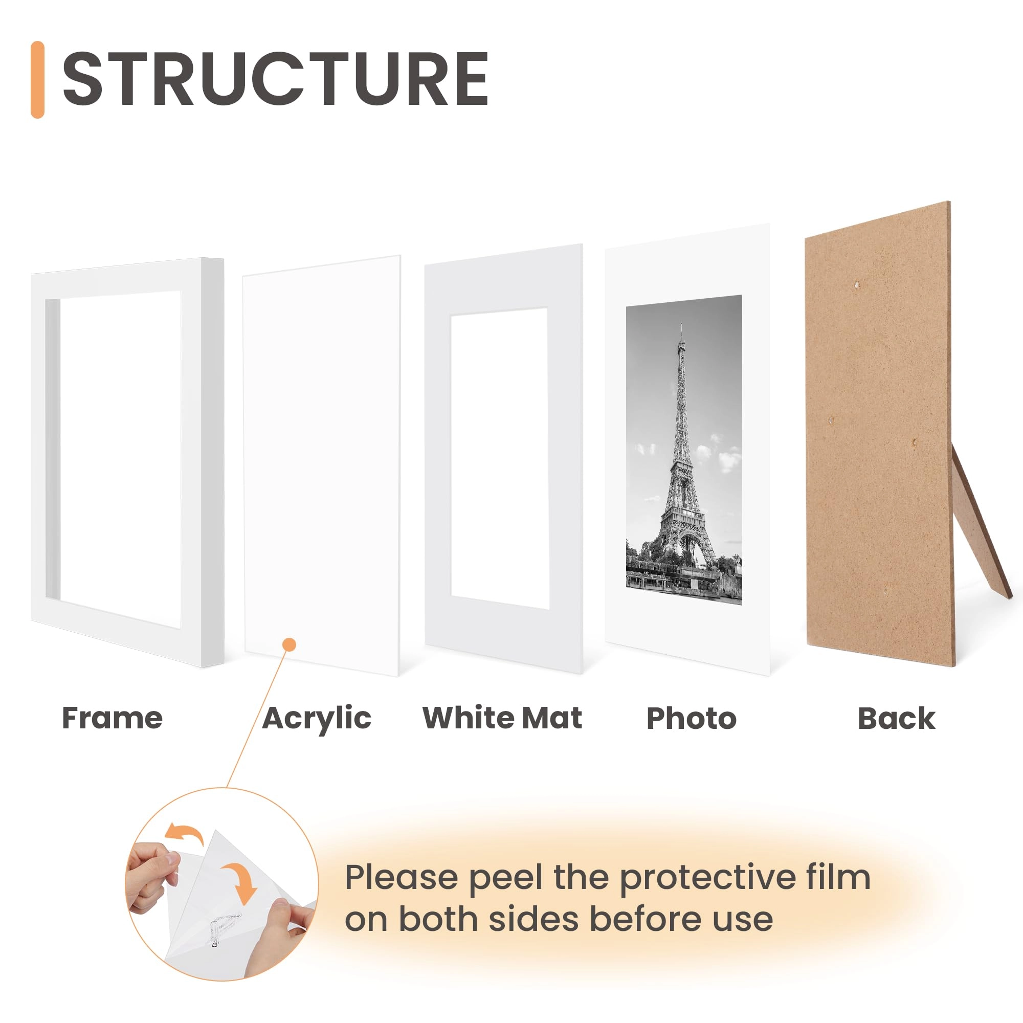 10 Pack Picture Frames - 8x10, 5x7, 4x6