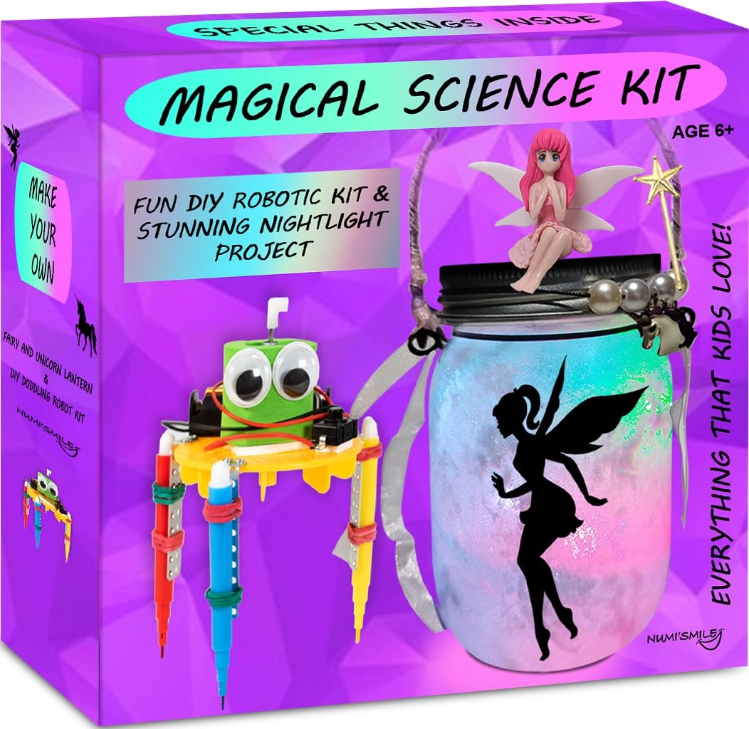 numi'smile Fairy and Unicorn Night Light Jar & DIY Robotic Kit - STEM Arts and Crafts Science