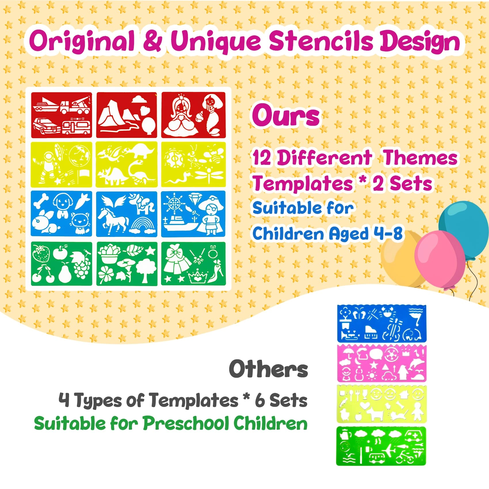 RK01 - 24 Reusable Drawing Stencils