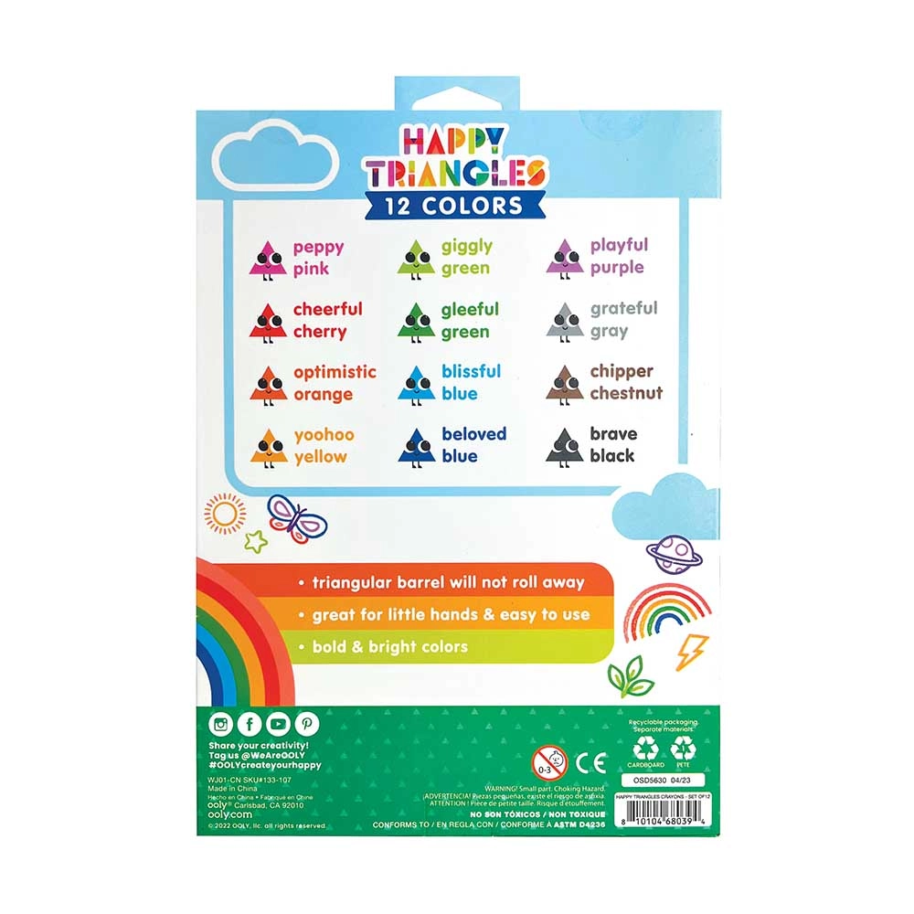 Happy Triangles Jumbo Crayons - Pack of 12