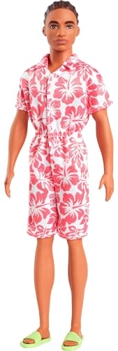 Ken Fashionistas #235 - Braid Brown Hair Hawaiian Print Coral Jumpsuit Ages 3+