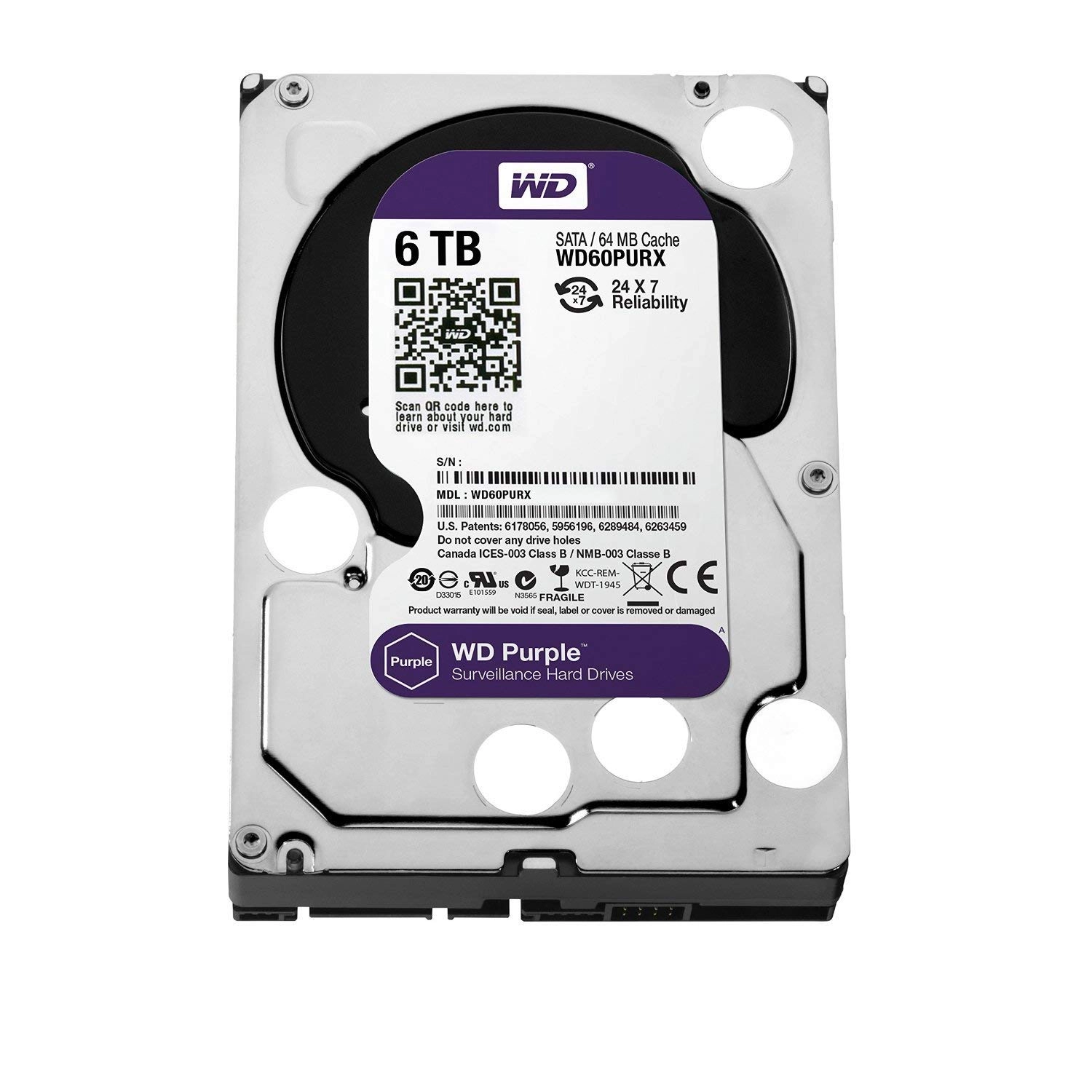 Western Digital WD Purple 3.5" 64MB SATA 6Gb/s (WD60PURZ) - 6TB
