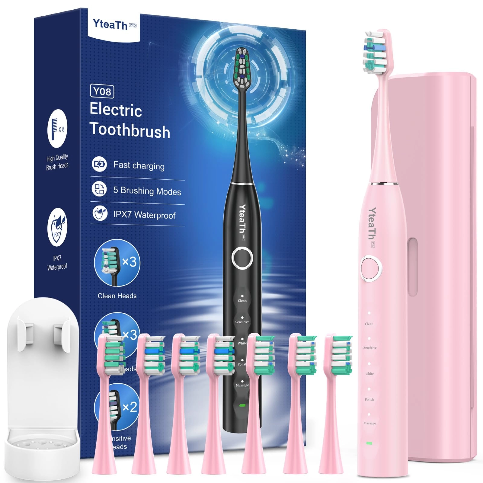 Y08U - 8 Brush Heads 120 Days Battery Life USB C