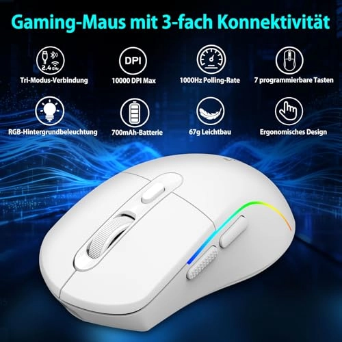X-54 Ergonomic Gaming Mouse - 2.4Ghz Bluetooth 5.1 USB