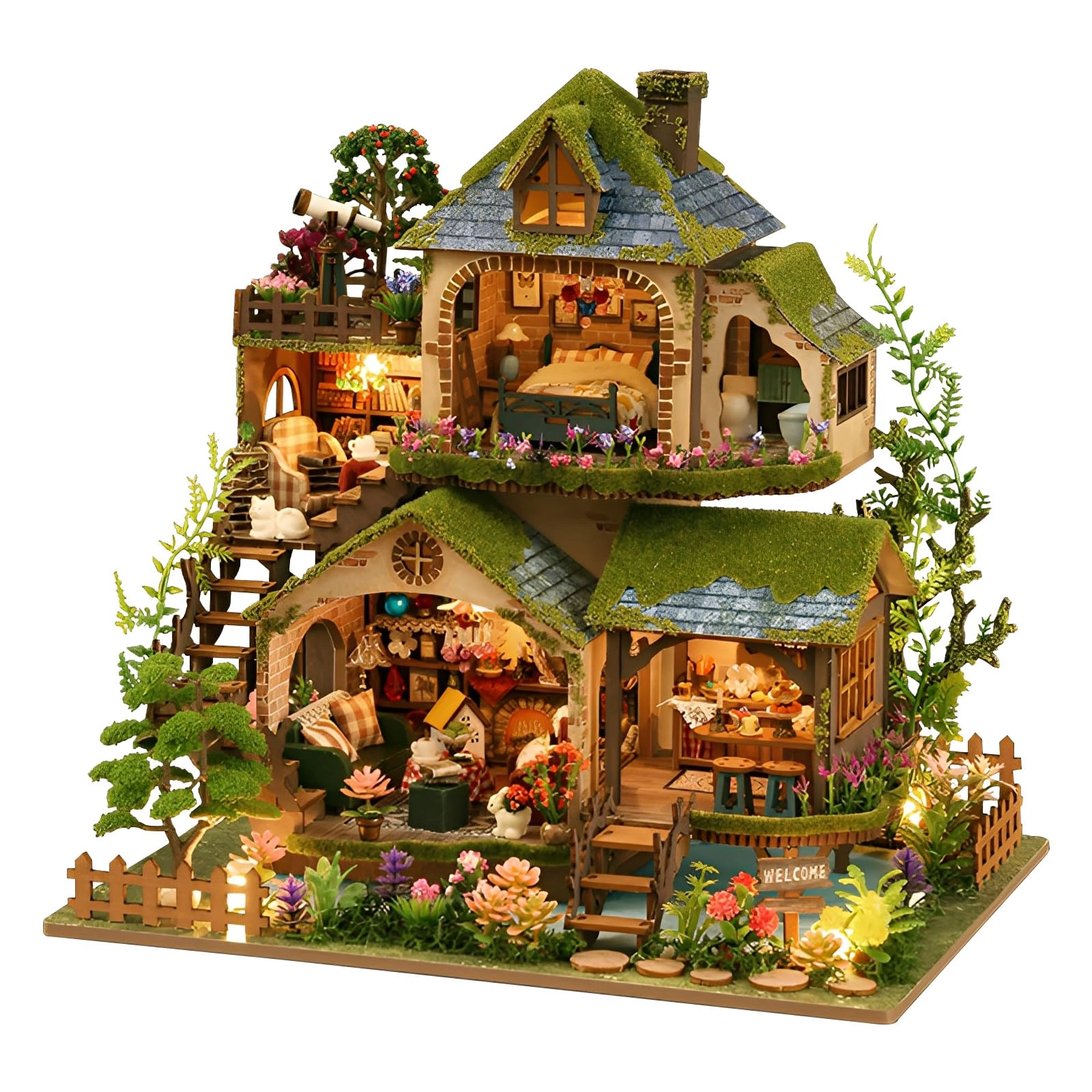 Caffney Miniature House Kit - Wood LED 30x23.5x29cm