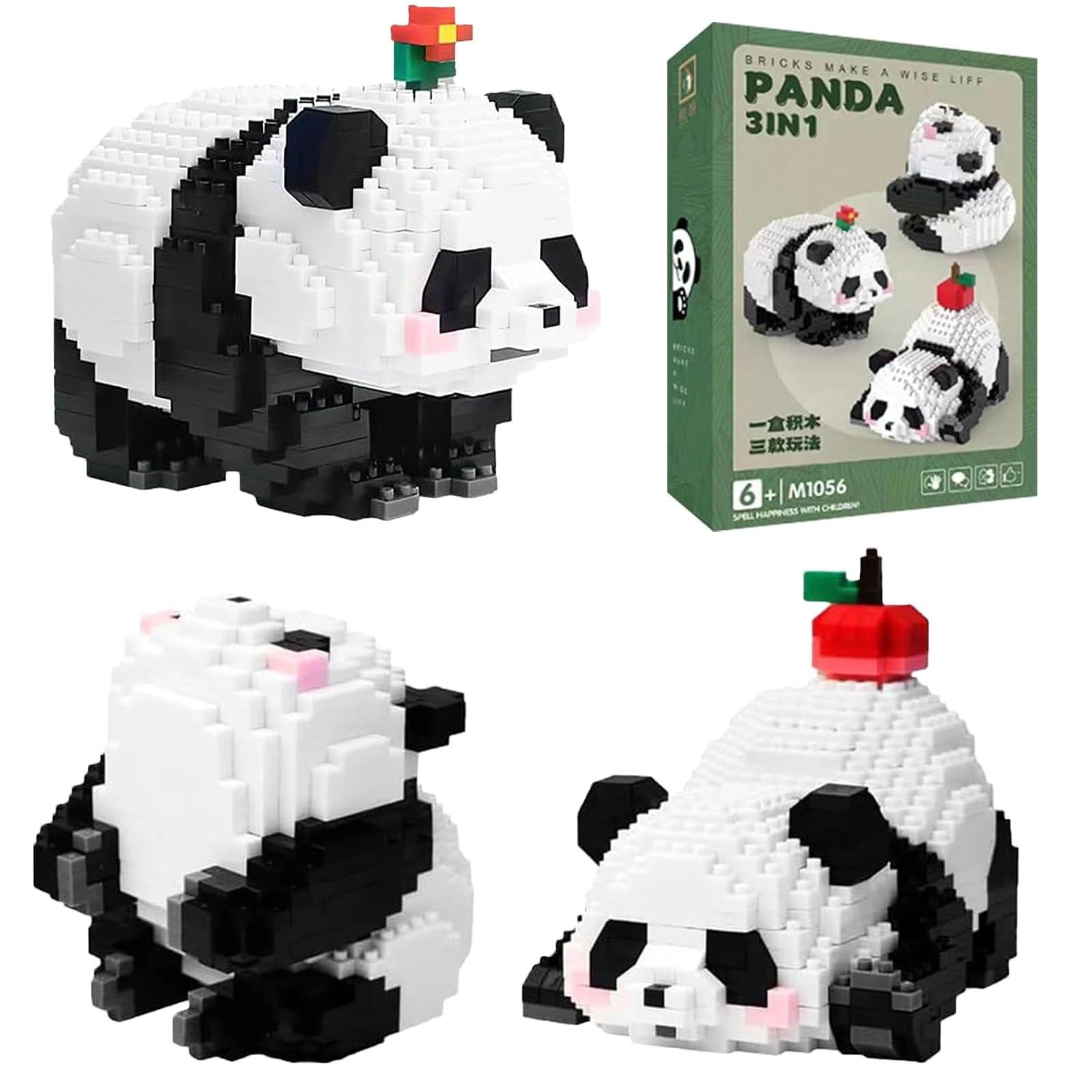 EnixwH Panda Building Blocks Set - Panda 940 pcs