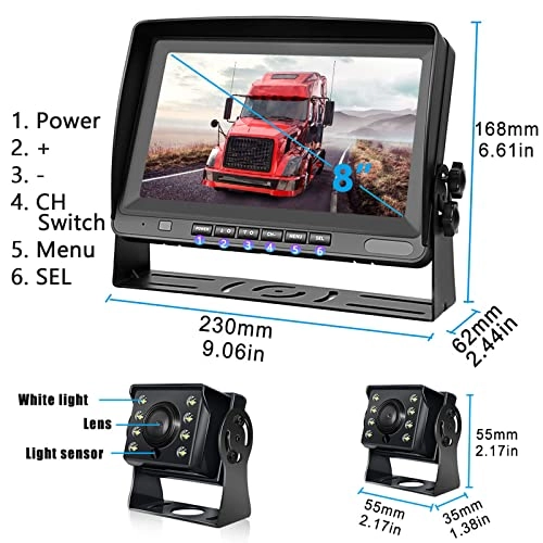 Double Car Backup Camera with LCD Monitor - Night vision Wired 1080P