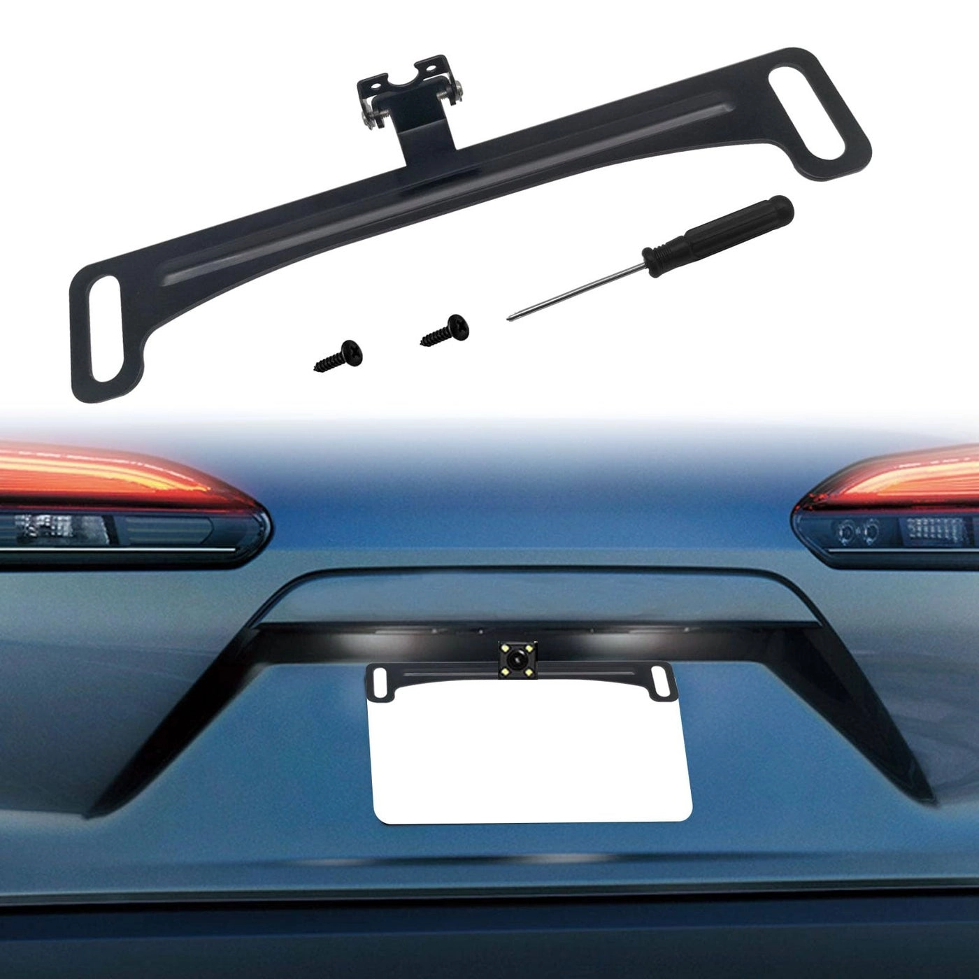 Vrasly Rear View Camera License Plate Bracket - 13mm screw spacing US license plates