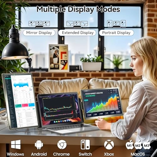 S6 Portable Monitor - 15.6" 1080P IPS Type-C HDMI Plug-Play