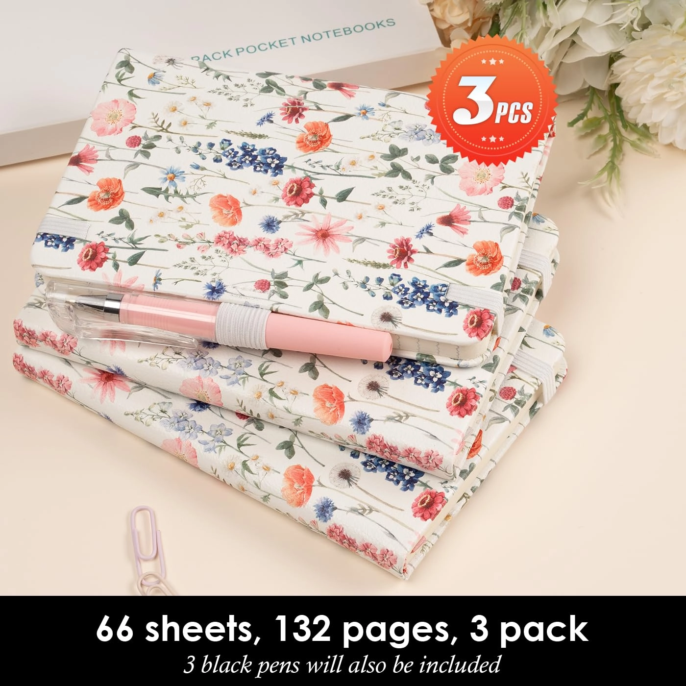 Small Notebook Journal - 68 Sheets 3 Pack Ruled