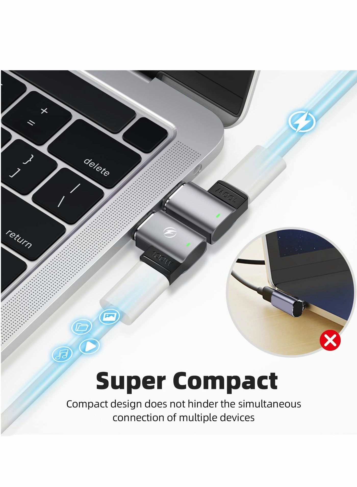 USB C Magnetic Adapter - 100W PD USB2.0 480Mbps
