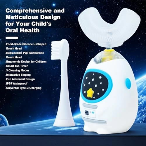 Kids U Shaped Electric Toothbrush - 3 Musical Modes Type-C Charging